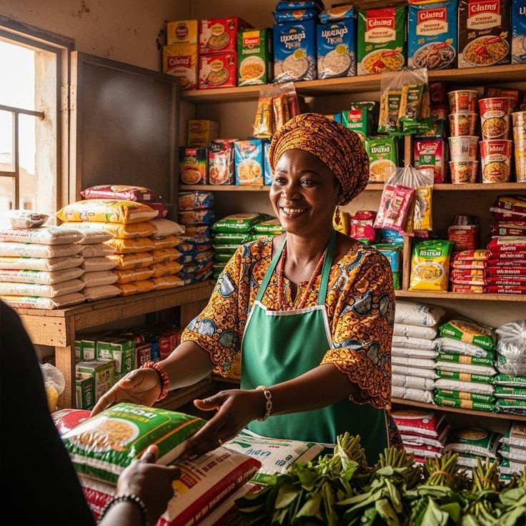 Commerçante africaine dans son activité